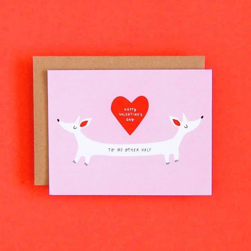 Carte postale Saint Valentin avec deux chiensTo My Other Half Badger & Burker