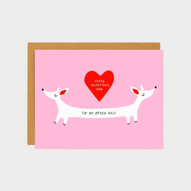 Carte postale Saint Valentin avec deux chiensTo My Other Half Badger & Burker