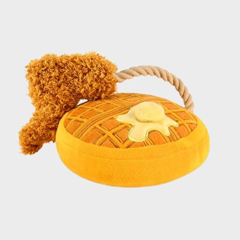 jouet pour chien en forme de gaufre au poulet 🧇🍗 P.L.A.Y. 