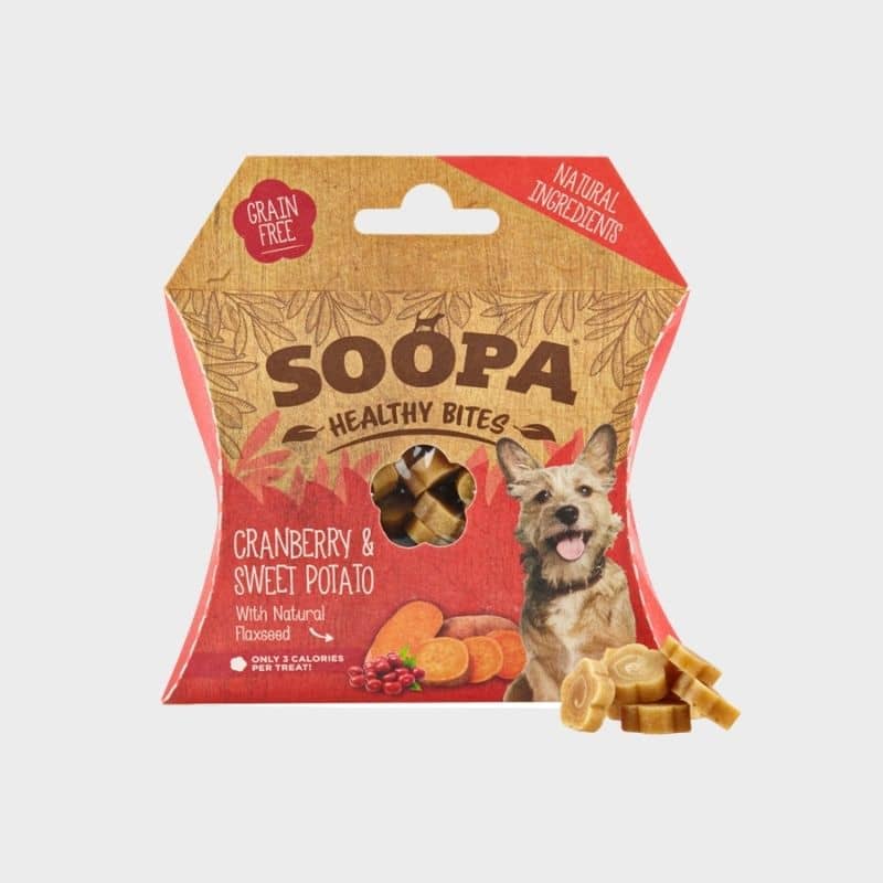friandises d’éducation pour chien à la patate douce et canneberge de Soopa