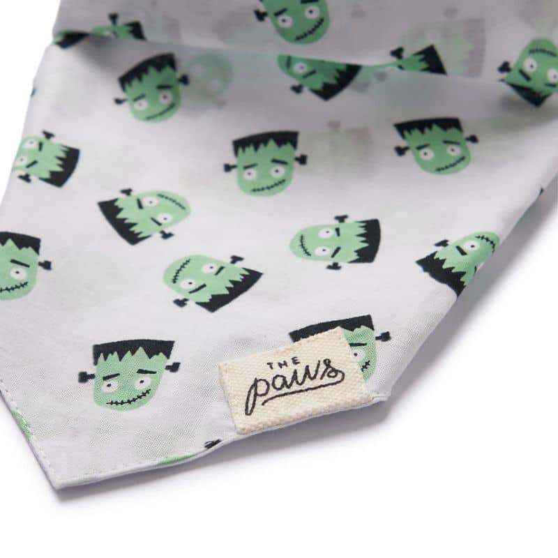 Détail du bandana halloween pour chien en coton motif the paws