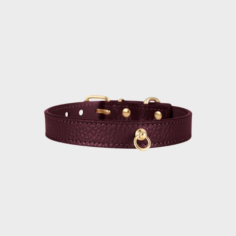 Collier pour chien en cuir italien modèle Juno de Branni Pets - grenat