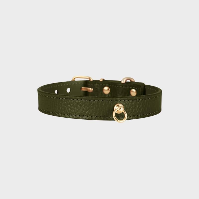 Collier pour chien en cuir italien modèle Juno de Branni Pets - vert olive