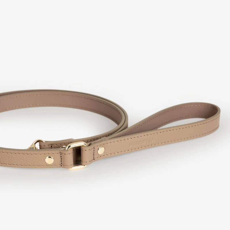 Laisse pour chien en cuir italien modèle Juno de Branni Pets en taupe
