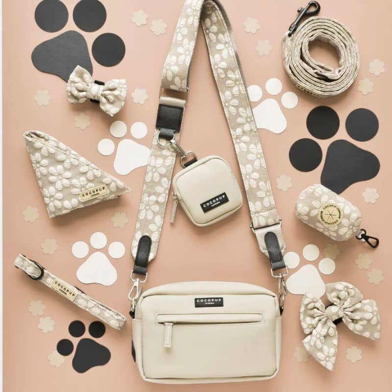 Anse pour chien pour le dog walking bag de Cocopup London - ensemble caramel latte