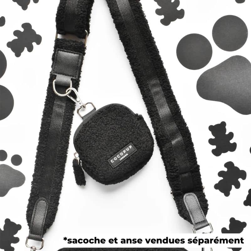 Pochette pour chien en teddy sherpa noir baloo Cocopup London