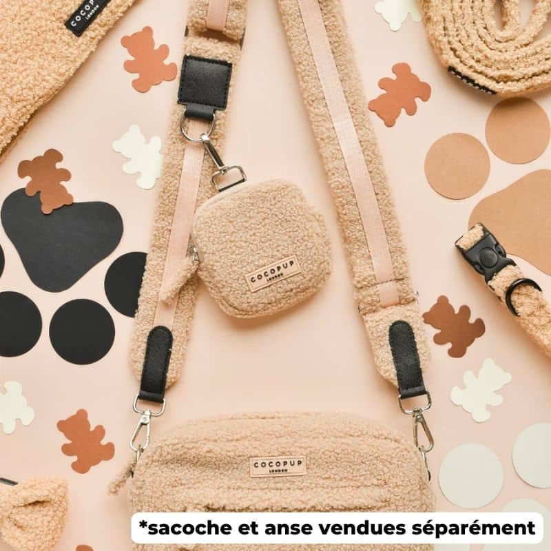 Pochette pour chien en teddy sherpa beige rupert Cocopup London