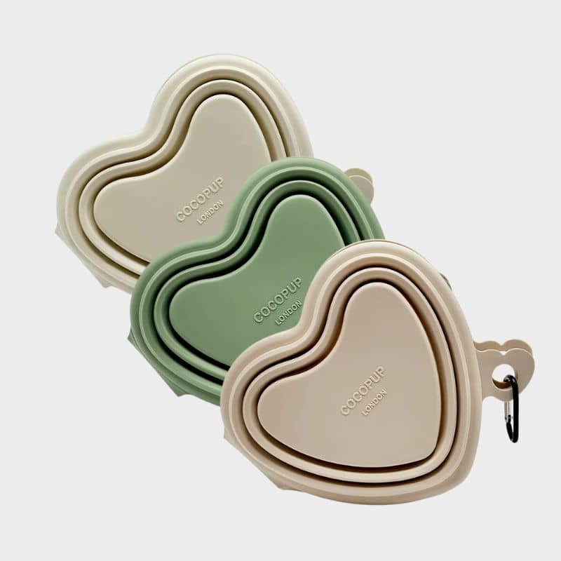 Gamelle pliable pour chien en forme de coeur de cocopup london