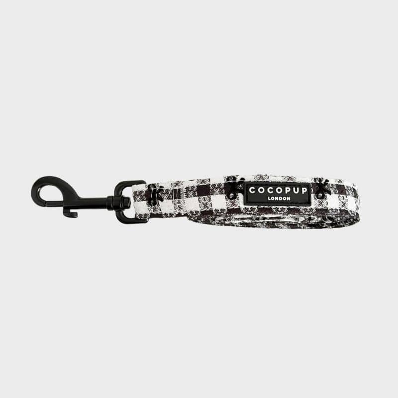 Laisse pour chien motif vichy noir et blanc de Cocopup London - collection Pup in Paris