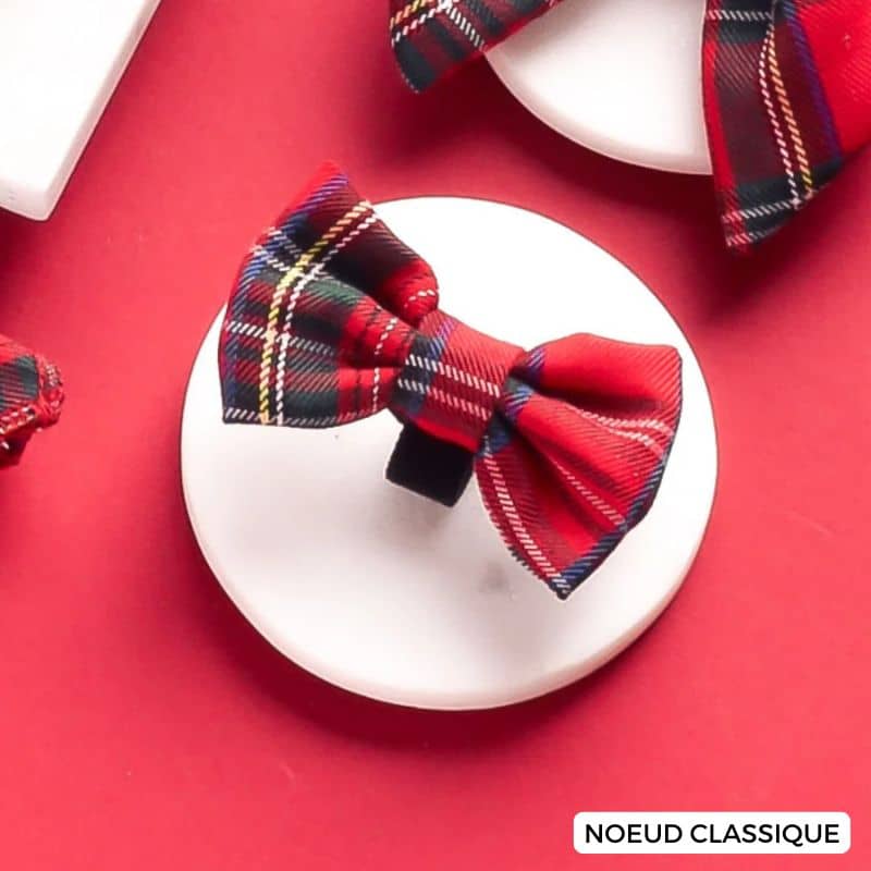 Noeud papillon pour chiens à carreaux tartan à fixer sur collier ou harnais