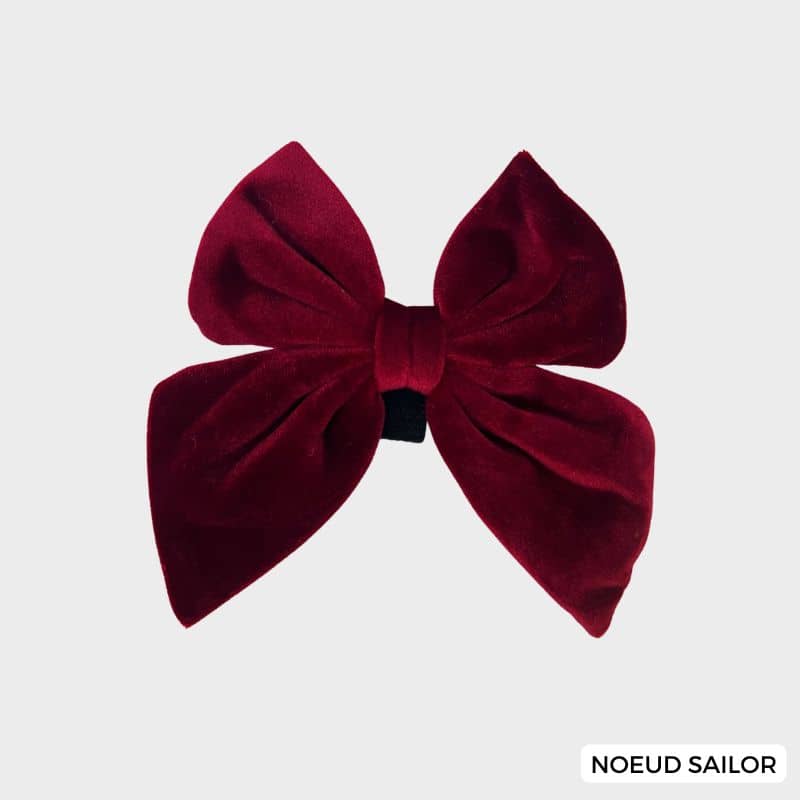 Noeud pour chien forme sailor bow en velours rouge de Cocopup London