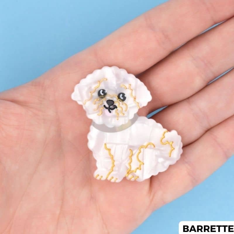 Petite barrette à cheveux mignonne en forme de bichon
