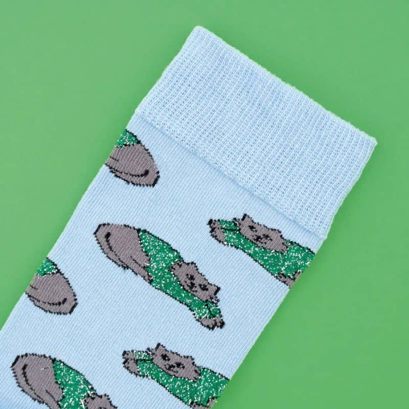 Paire de chaussettes en coton Coucou Suzette bleues avec des chat avec un pull pour homme et femme