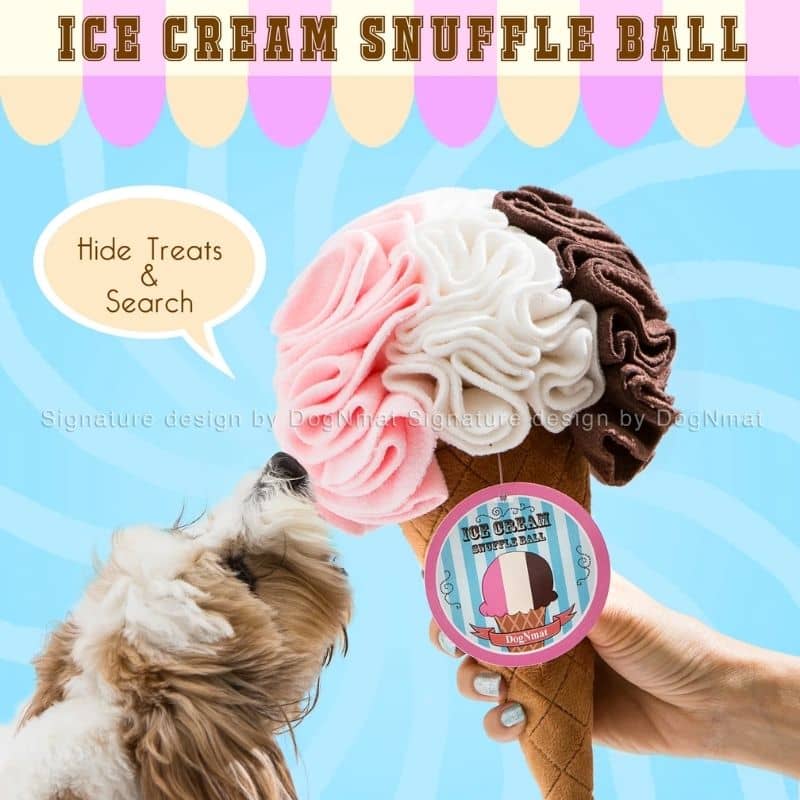 jouet d'occupation pour chien peluche de flair avec cachettes à friandises en forme de glace DogNmat