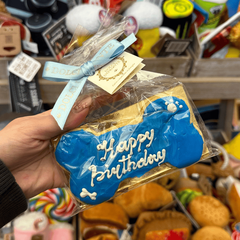 gâteau d'anniversaire en forme d'os pour chien Dolcimpronte pour fêter