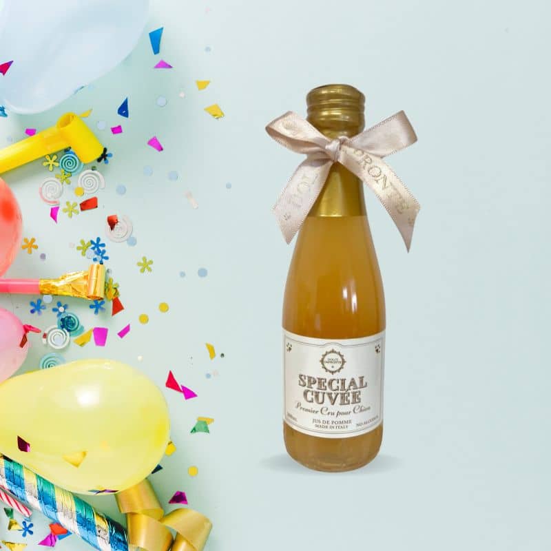Boisson pour chien festive Dolcimpronte jus de pomme pour fêter un anniversaire