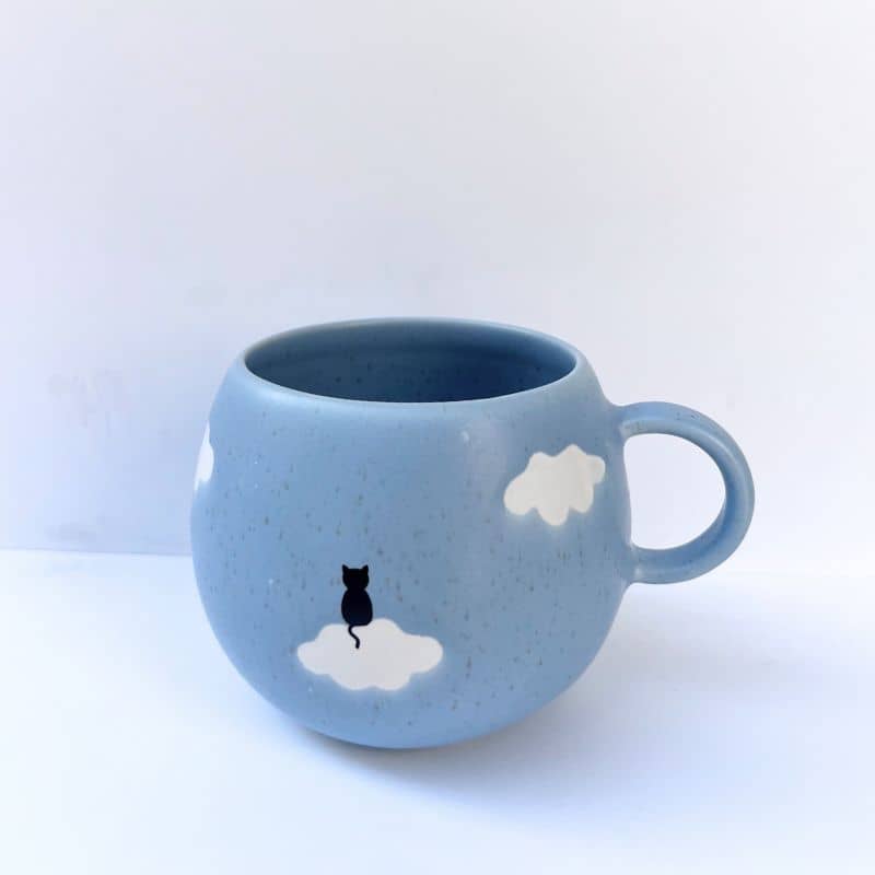 Mug cat mom de Egg Back Home ceramique nuage bleu en grès