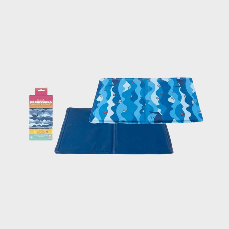 tapis rafraichissant double face bleu et origami - pour chien