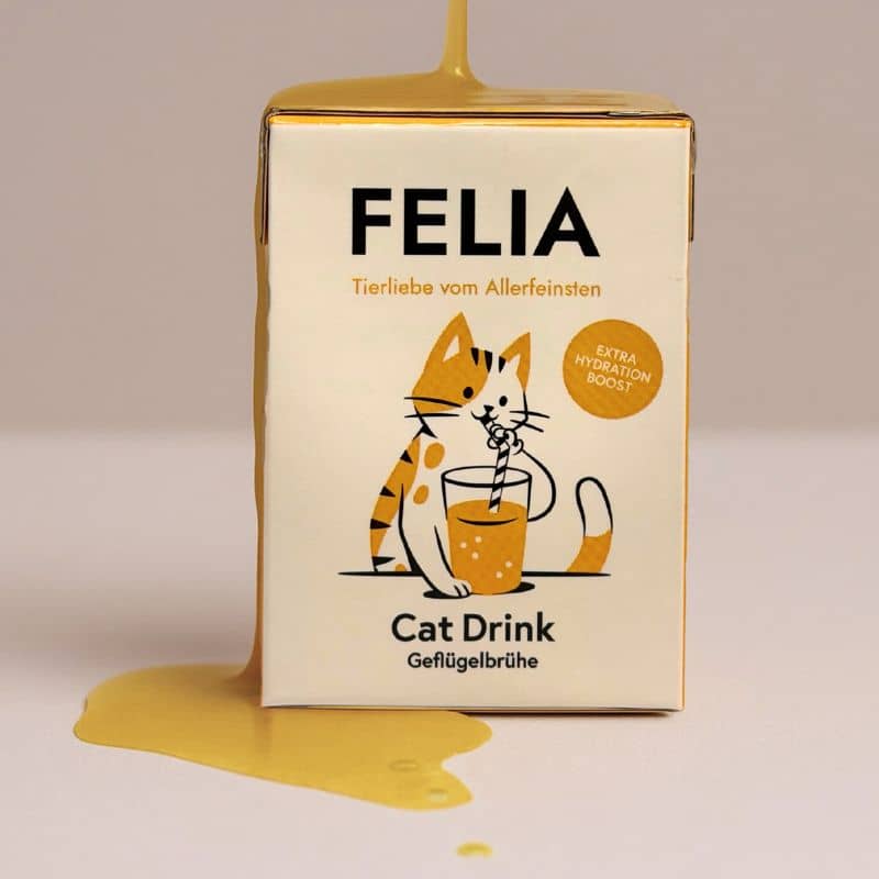 Boisson pour chat Fred & Felia au bouillon de poulet, idéal pour les chats qui ne boivent pas assez et souffrent de maladie rénale et déshydratation pour garder en bonne santé