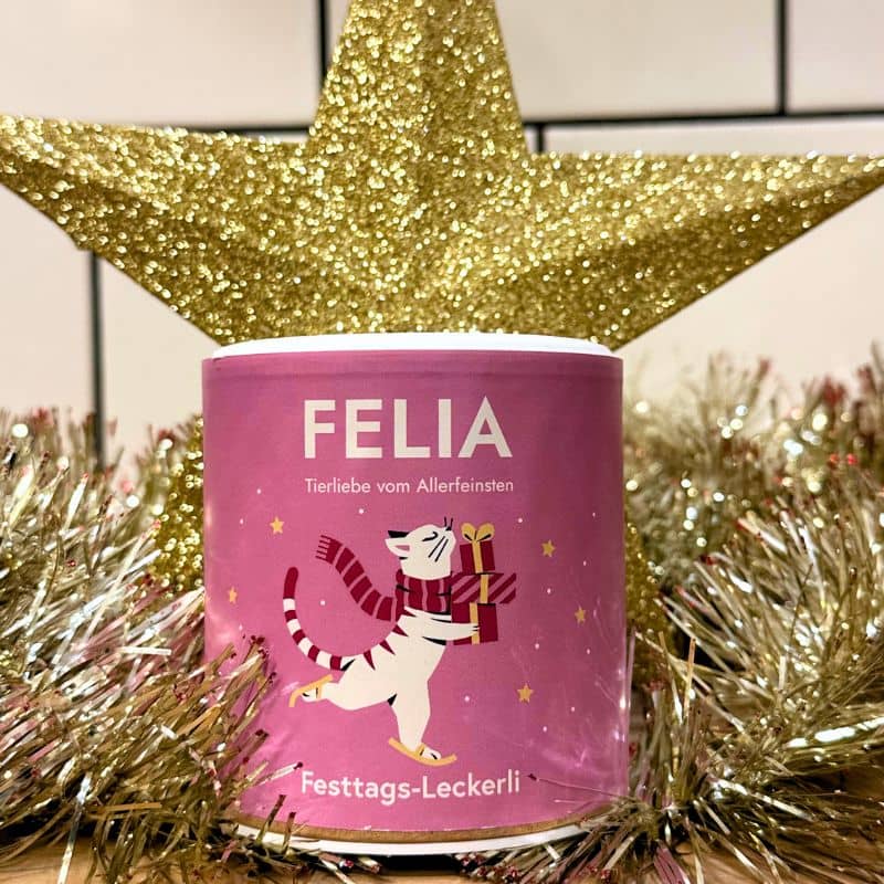 Friandise fred et felia pour chat gourmandises de noel festive en forme de praline sécable délicieux