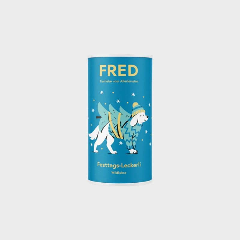 Friandises de Noel pour chien Fred & Felia en forme d’étoiles rouges et vertes au gibier 