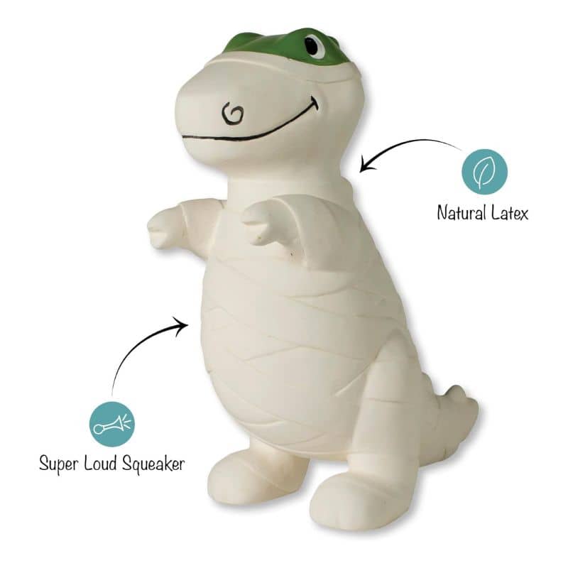 jouet durable en latex pour chien en forme de dinosaure momie Halloween 