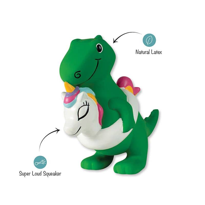 Jouet en latex naturel pour chien en forme de dino pool side rex bouée licorne de la marque Fringe Studio Pet Shop