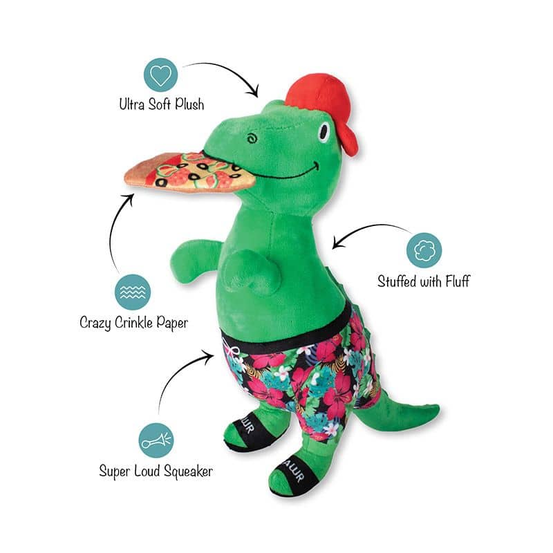 Peluche pour chien en forme de dinosaure - Pizzasaurus de Fringe Studio Pet Shop