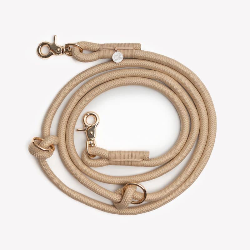 Laisse pour chien en corde tressée multipositions de Furlou en beige tan