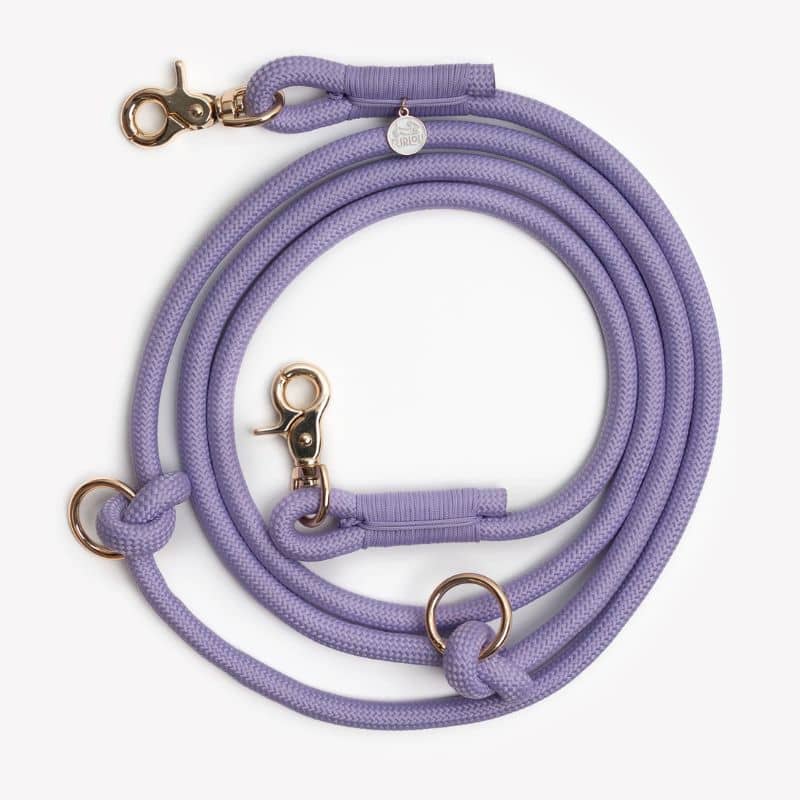 Laisse pour chien en corde tressée multipositions mains libres de Furlou en lavender mauve