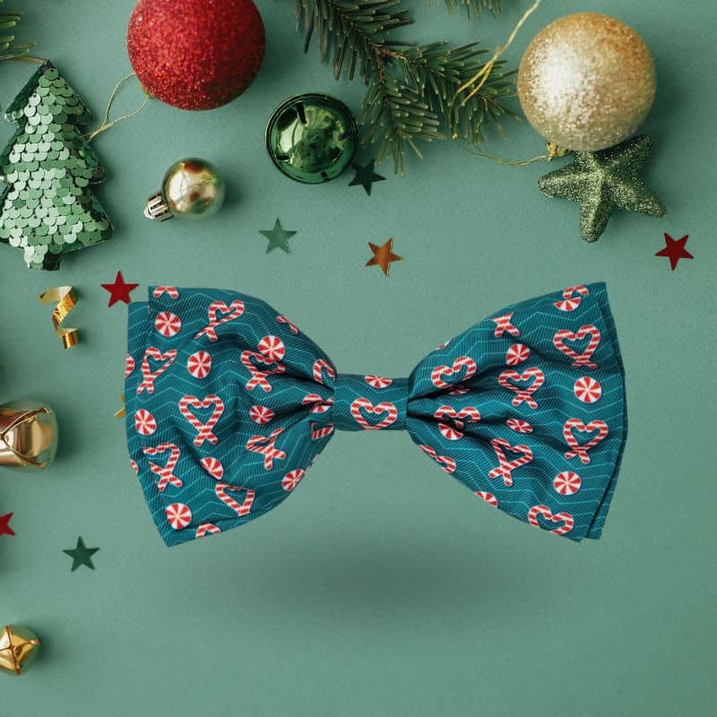 Noeud papillon de Noël motif I heart candy canes de Fuzzyard