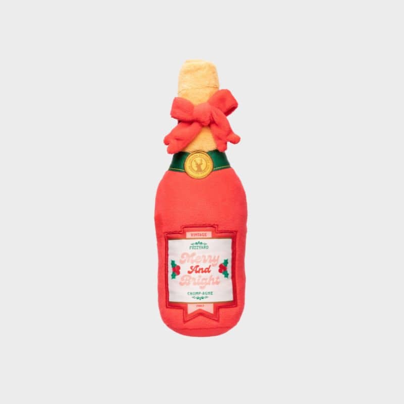 Jouet de Noel pour chien avec squeaker en forme de bouteille de champagne Fuzzyard