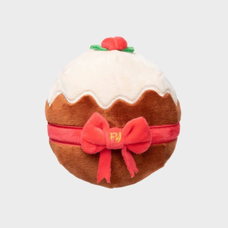 Jouet de Noel pour chien avec squeaker en forme de pudding Fuzzyard