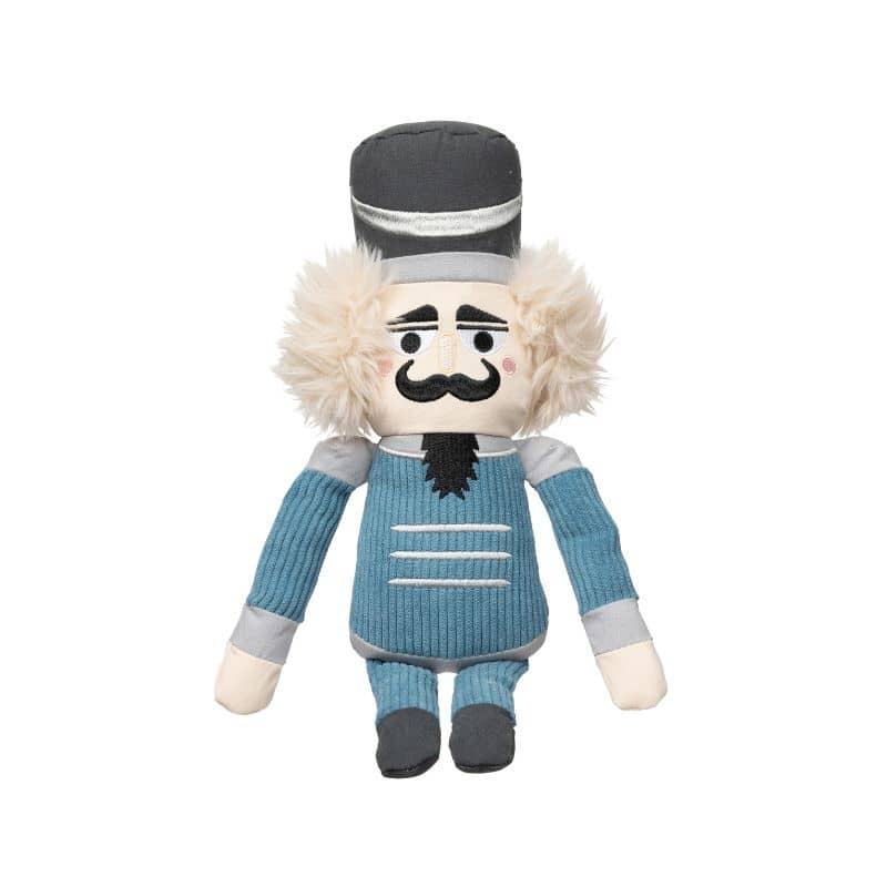 Jouet de Noel pour chien avec squeaker en forme de Casse-Noisette en velours bleu Nutcracker Fuzzyard