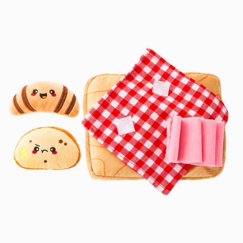 Jeu de flair pour chien en forme de planche de charcuterie croissant jambon