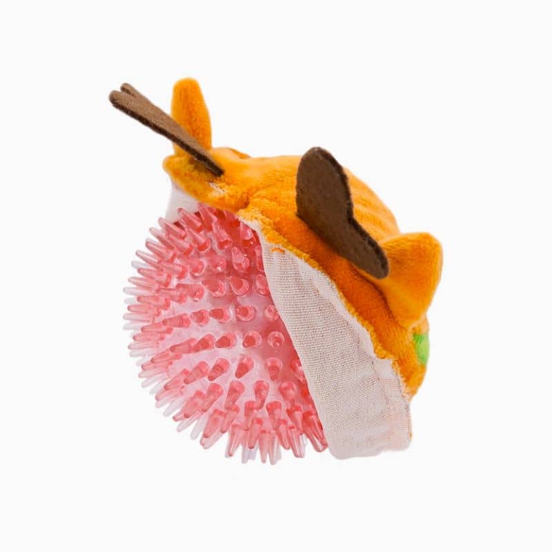 jouet de Noel pour chien en forme de renne de Noël avec balle à picots de la marque Hugsmart - happy woufmas reindeer