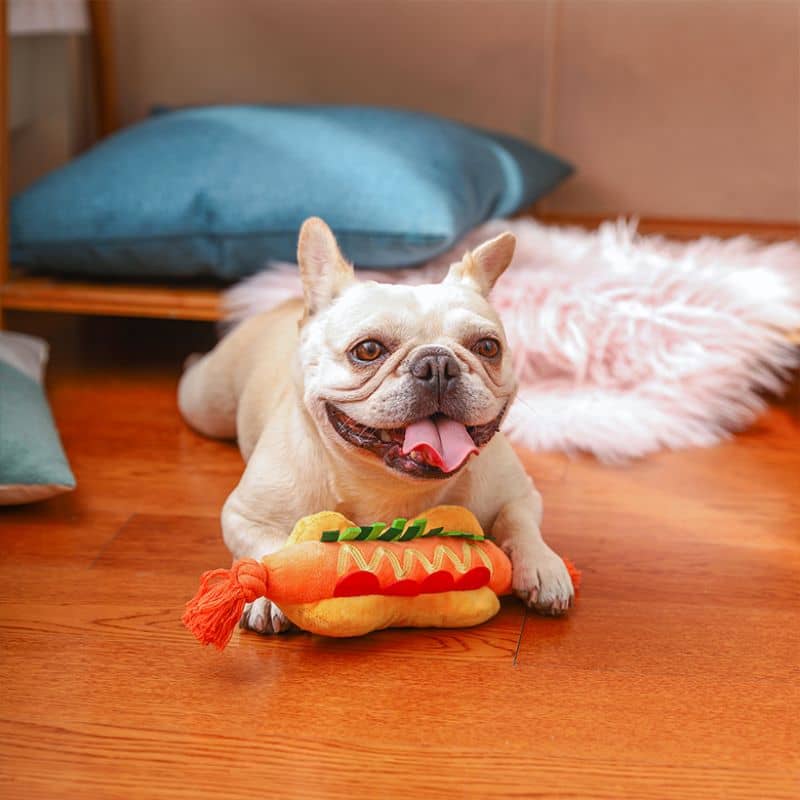 Jouet pour chien avec corde à tirer en forme de hot dog de hugsmart