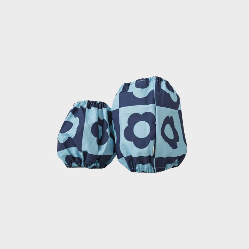 snood pour chien en coton damiers bleu motif fleurs retro Lou & Co - protection des longues oreilles contre les épillets et l'humidité