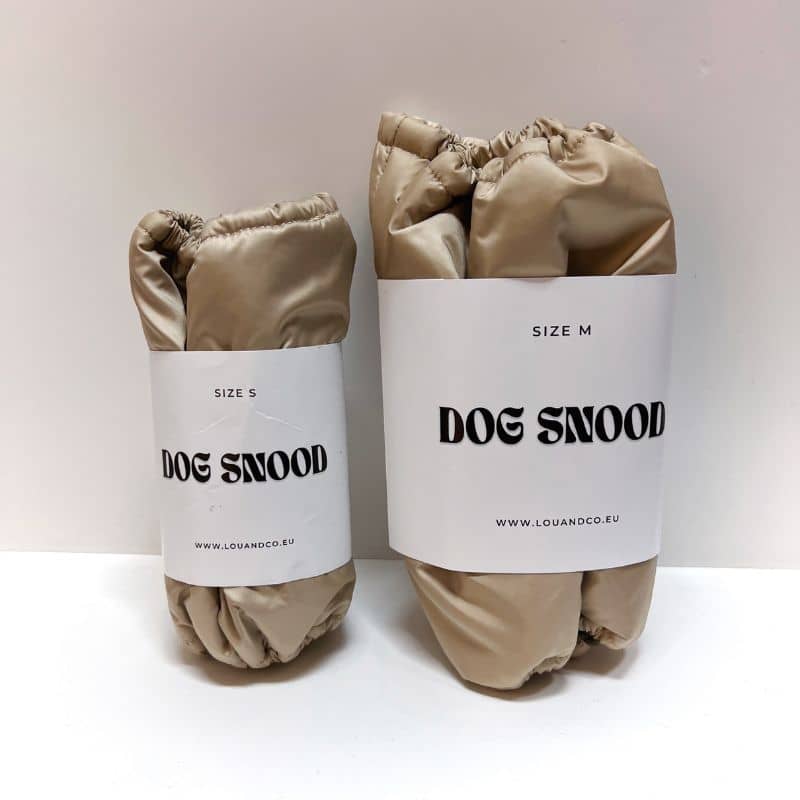 Pakaging du snood waterproof pour chien Lou & Co - protection des longues oreilles contre les épillets, l'humidité et les boules de glace / neige