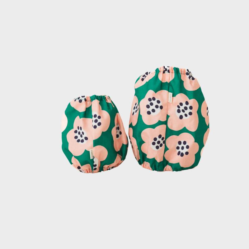 snood pour chien en coton vert motif fleurs rose Lou & Co - protection des longues oreilles contre les épillets et l'humidité