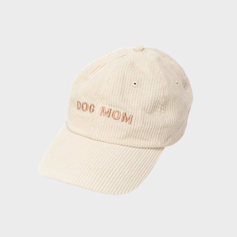 Casquette dog mom pour dog mom en beige et velours côtelé