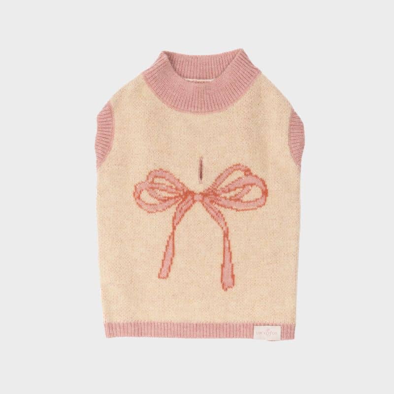 Pull pour chien confortable avec noeud rose Lucy and Co