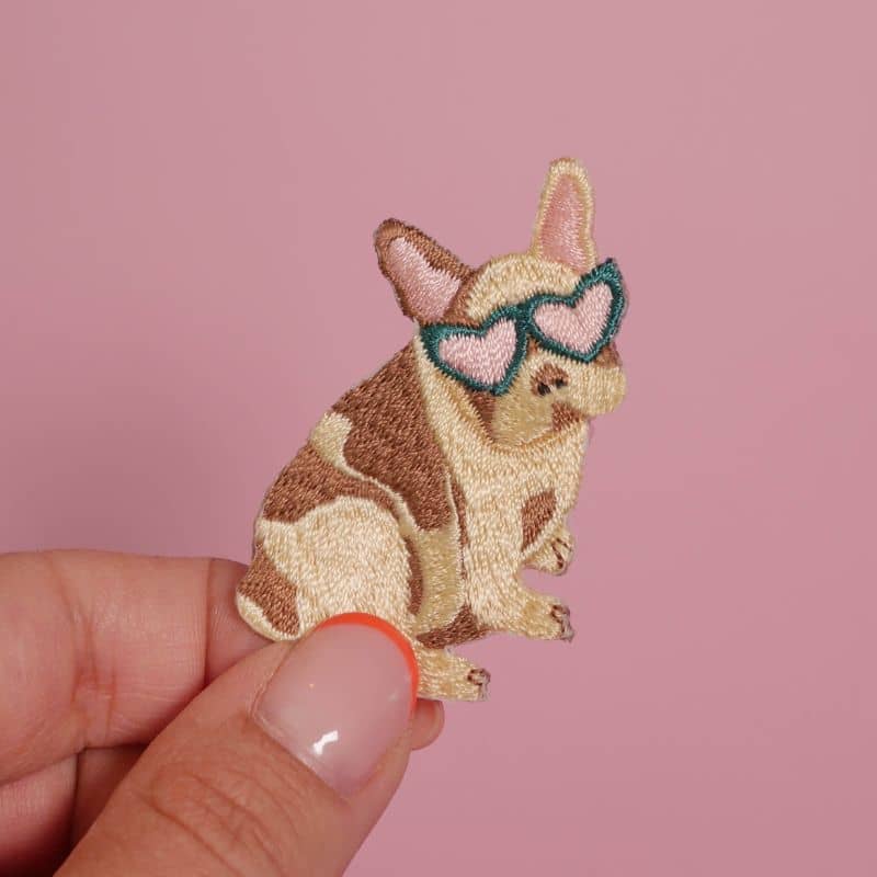 Patch thermocollant pour customiser bandana chien de Malicieuse - broderie bouledogue français