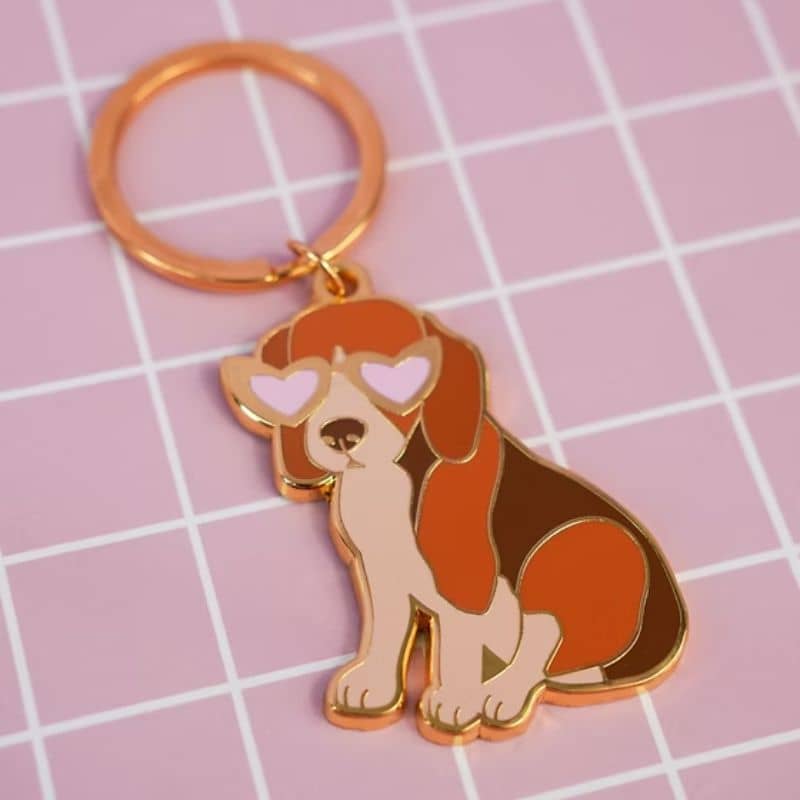 Porte-clé en forme de chien Beagle de Malicieuse