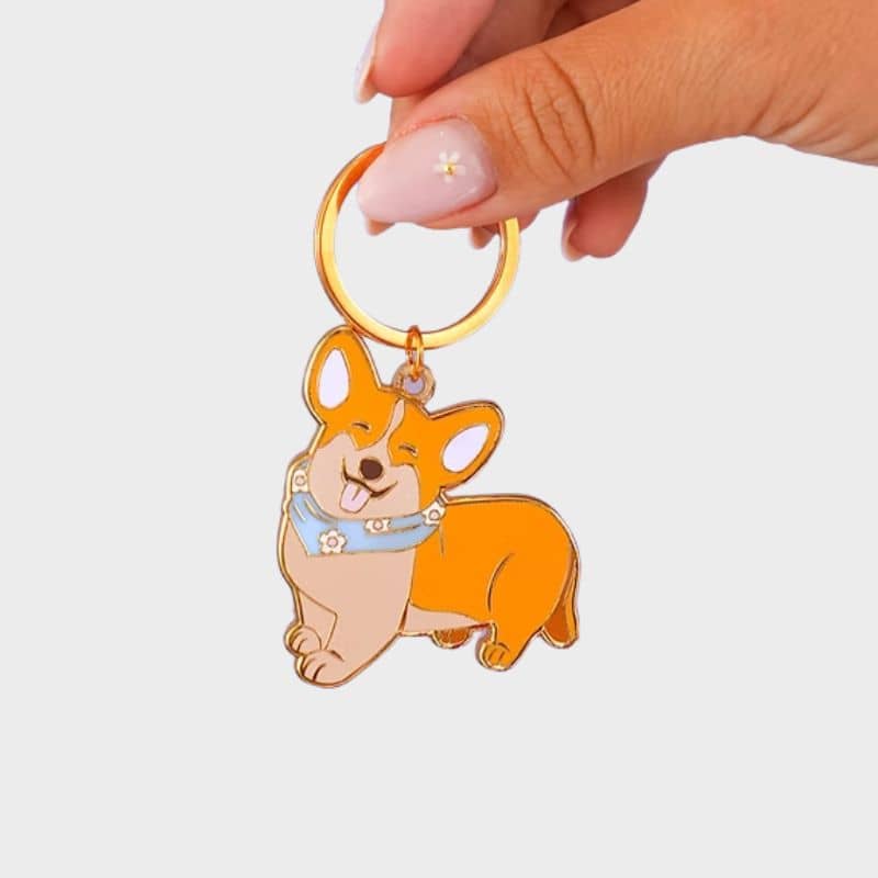 Porte-clé en forme de corgi de Malicieuse