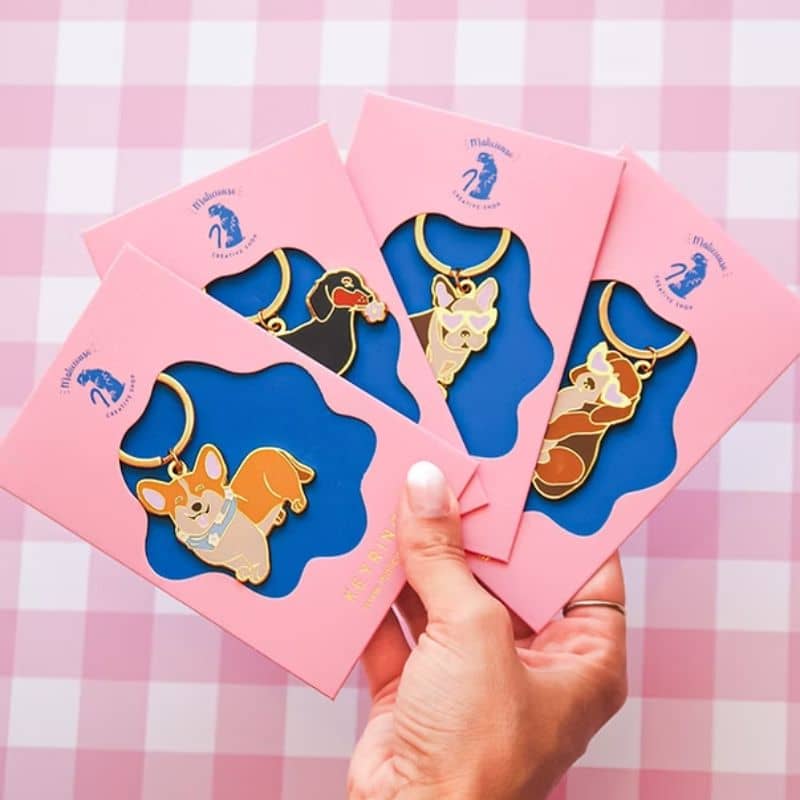 Porte-clé en forme de bouledogue français de Malicieuse emballage idéal en cadeau