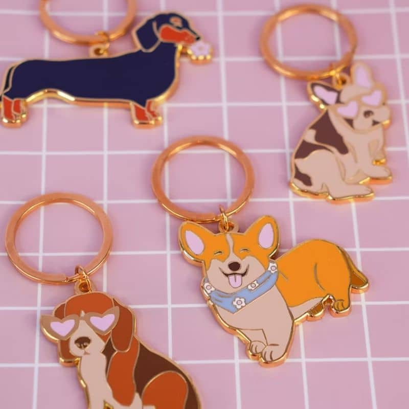 Porte-clé en forme de chien corgi de Malicieuse