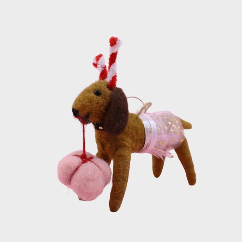 Décoration de Noël artisanal en feutre en forme de chien marrant et mignon