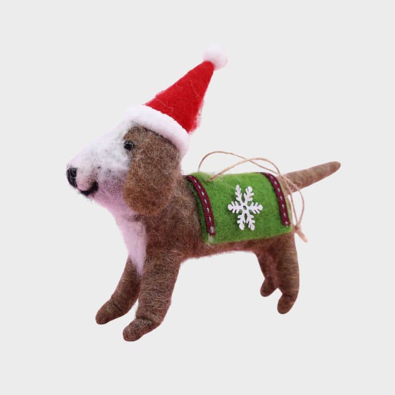 Décoration de Noël artisanal en feutre en forme de chien marrant et mignon