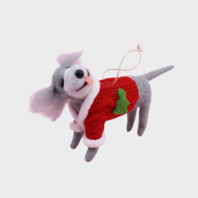 Décoration de Noël artisanal en feutre en forme de chien marrant et mignon